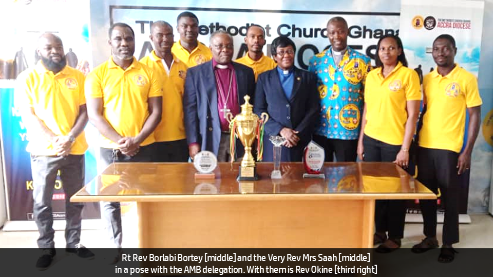 ACCRA DIOCESAN AMB PRESENTS TROPHIES TO BISHOP